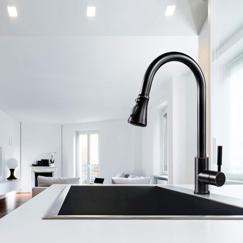 SOKA Pull Down Kitchen Faucet with Sprayer High Arc Aquablade Sweep, Stream & Spray Three Working Modes Fit for 1 & 3 Hole - Image 5
